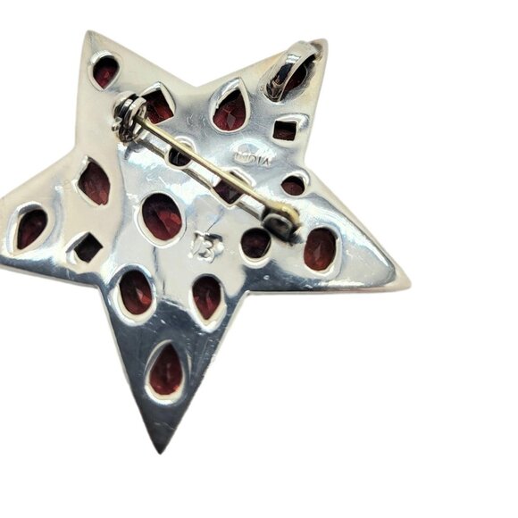 Nicky Butler Vintage Garnet gemstone Star Pendant Brooch .925 Sterling Silver - Picture 10 of 15